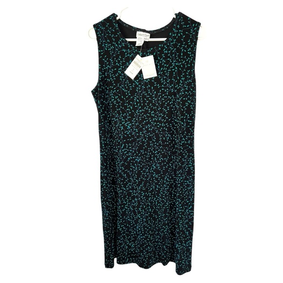 Coldwater Creek Dresses & Skirts - Coldwater Creek Black Mini Floral Tank Sleeveless Dress Travel Knit Size L